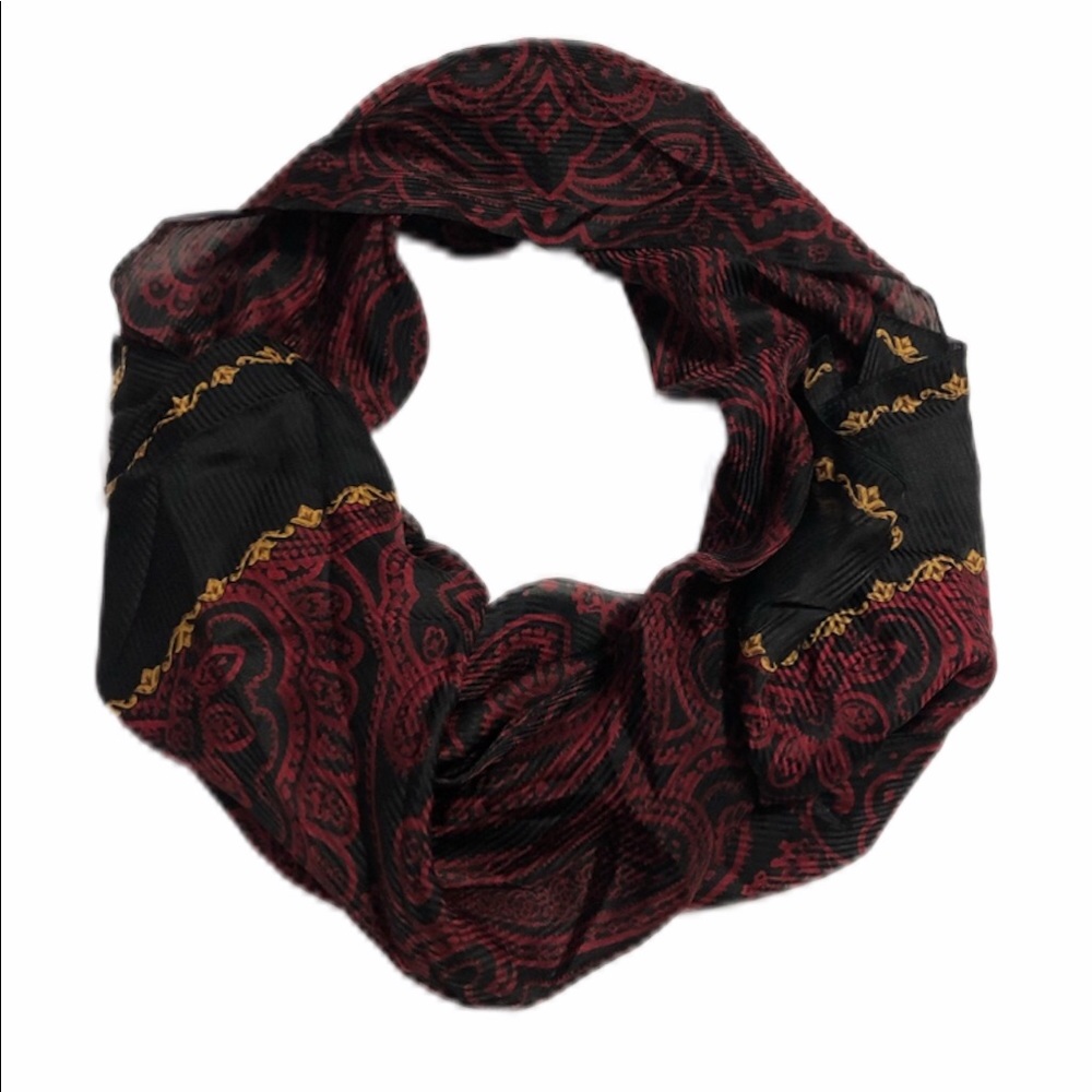 Red/Black/Gold Patterned Straight Scarf